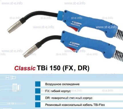 Горелка для полуавтоматической сварки TBi 240-blue-ESG, длина 3 метра - st-e.info - Владивосток